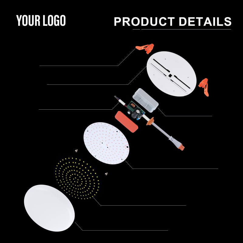 36W forsænket LED rammeløs panellys, aluminium + pc, jern + PP